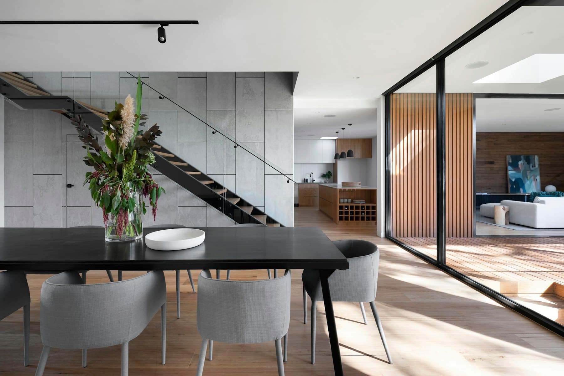 Bright open living space with natural wood finishes — demo inspiration